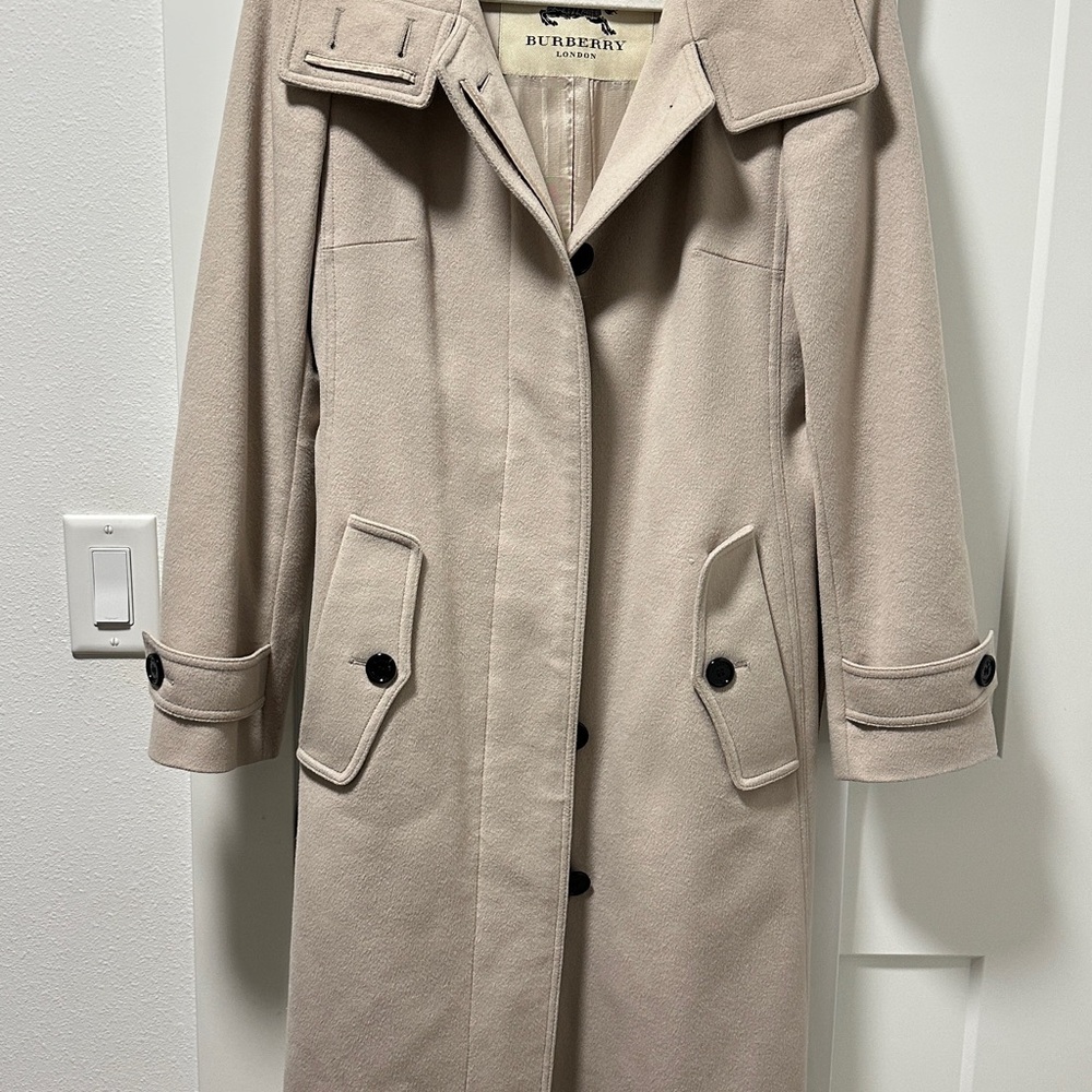 Burberry Light Beige Wool Trench Coat